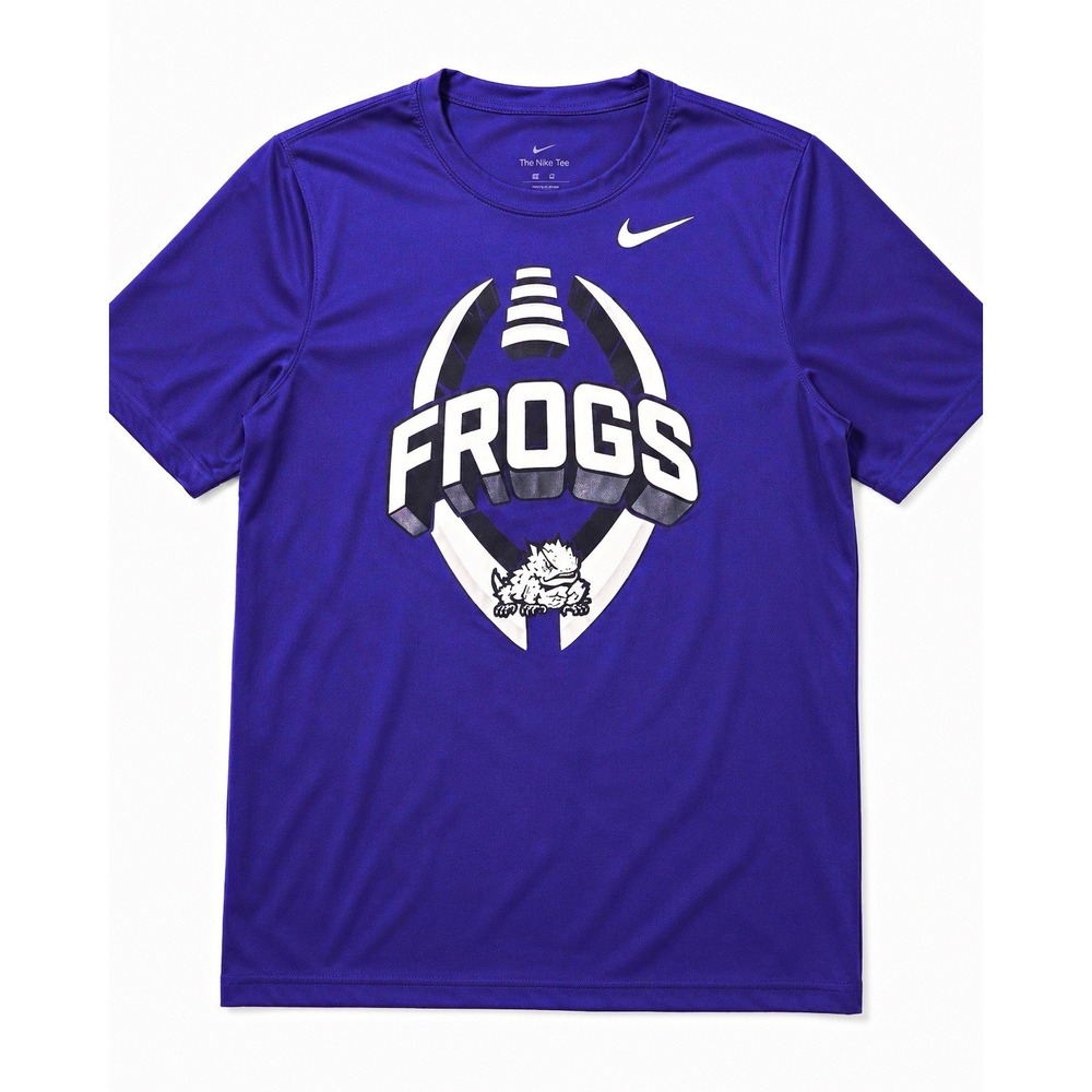 Nike Dri-FIT TCU Frogs Football Graphic Shirt Youth XL Purple Performance Tee